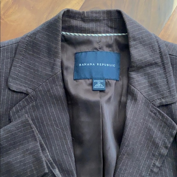 Banana Republic Brown Pinned Stripe Suit sz 10 - Picture 4 of 6
